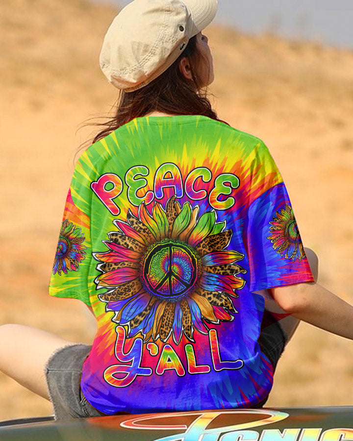PEACE Y'ALL SUNFLOWER TIE DYE LEOPARD ALL OVER PRINT - TLNZ1407233