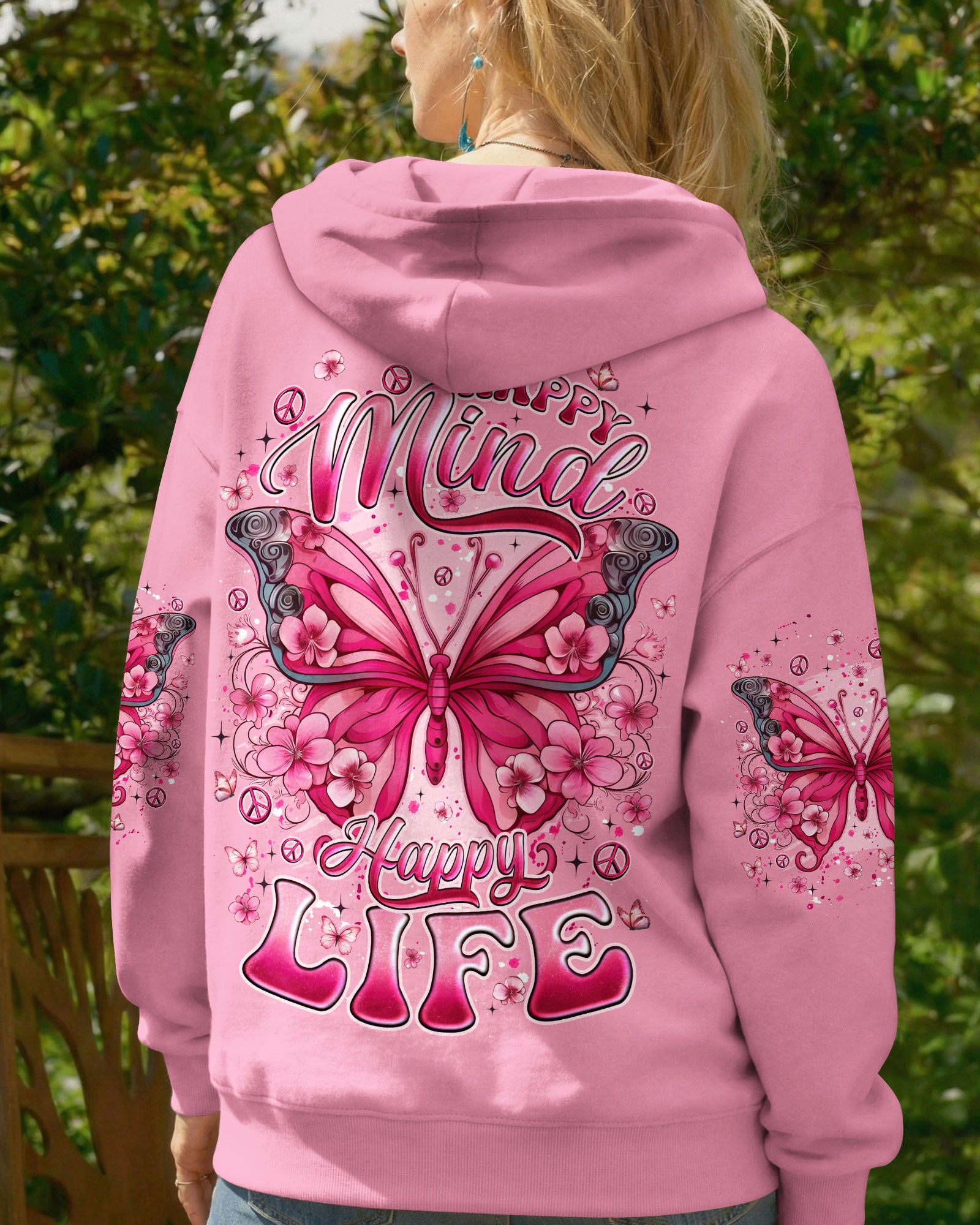 HAPPY MIND HAPPY LIFE BUTTERFLY ALL OVER PRINT - TYQY2602261