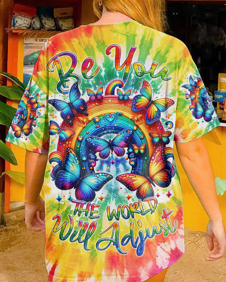 BE YOU THE WORLD WILL ADJUST BUTTERFLY RAINBOW ALL OVER PRINT - TLNZ3001242