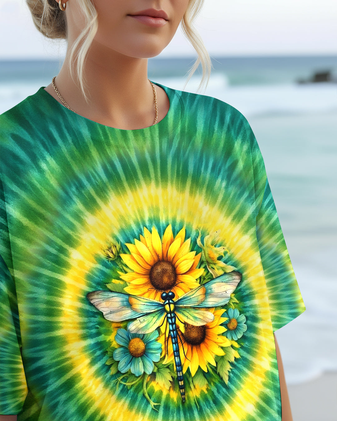 JUST BREATHE DRAGONFLY FLORAL SWIRL ALL OVER PRINT - TLHG0303262