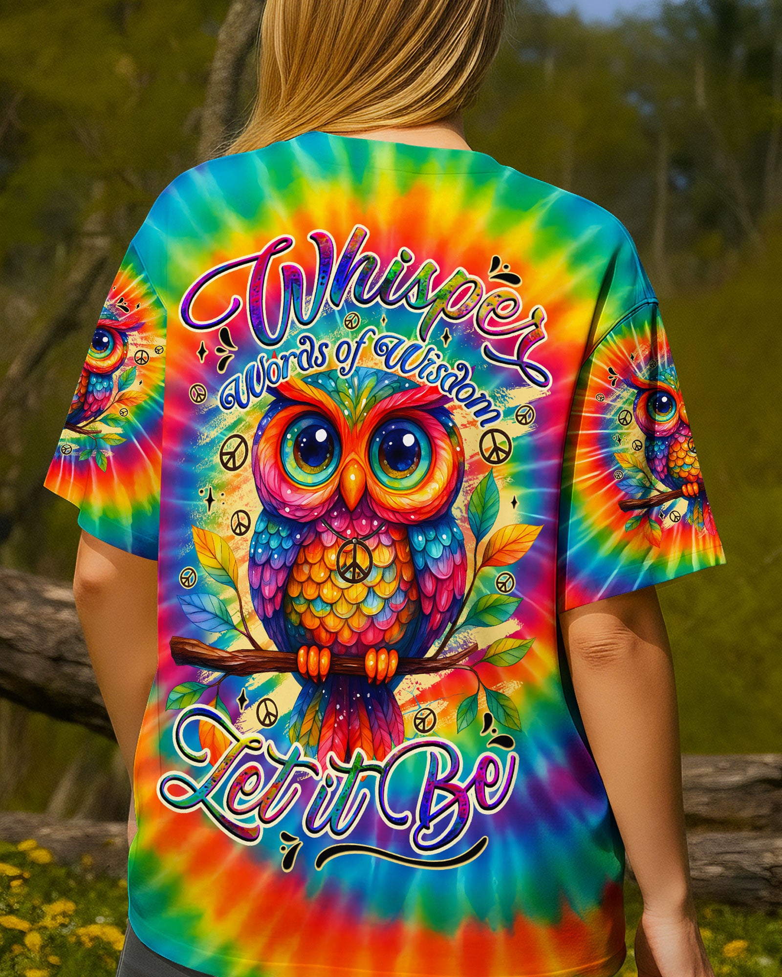 WHISPER WORDS OF WISDOM LET IT BE OWL TIE DYE ALL OVER PRINT - TYQY2510251