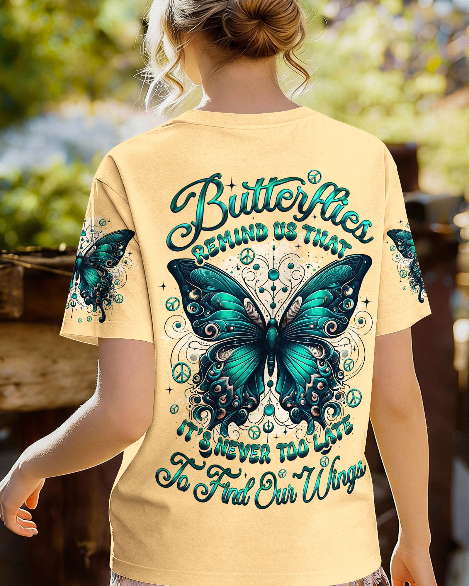 NEVER TOO LATE TO FIND YOUR WINGS BUTTERFLY ALL OVER PRINT - TYQY0902261