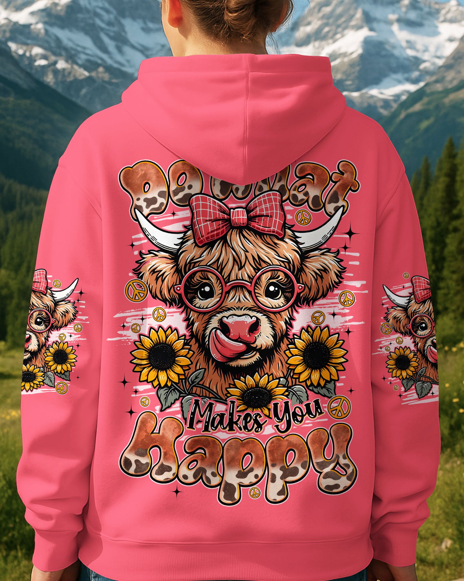 DO WHAT MAKES YOU HAPPY COW HIPPIE ALL OVER PRINT - TYQY0806251