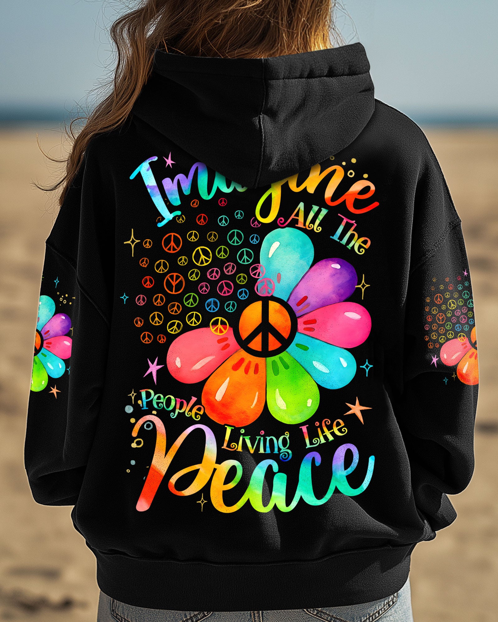 IMAGINE ALL THE PEOPLE LIVING LIFE IN PEACE FLOWER ALL OVER PRINT - TYQY0910254