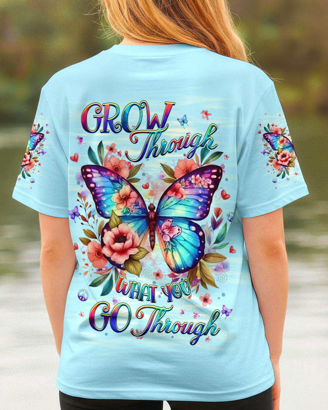 GROW THROUGH WHAT YOU GO THROUGH BUTTERFLY ALL OVER PRINT - YHHG2512252