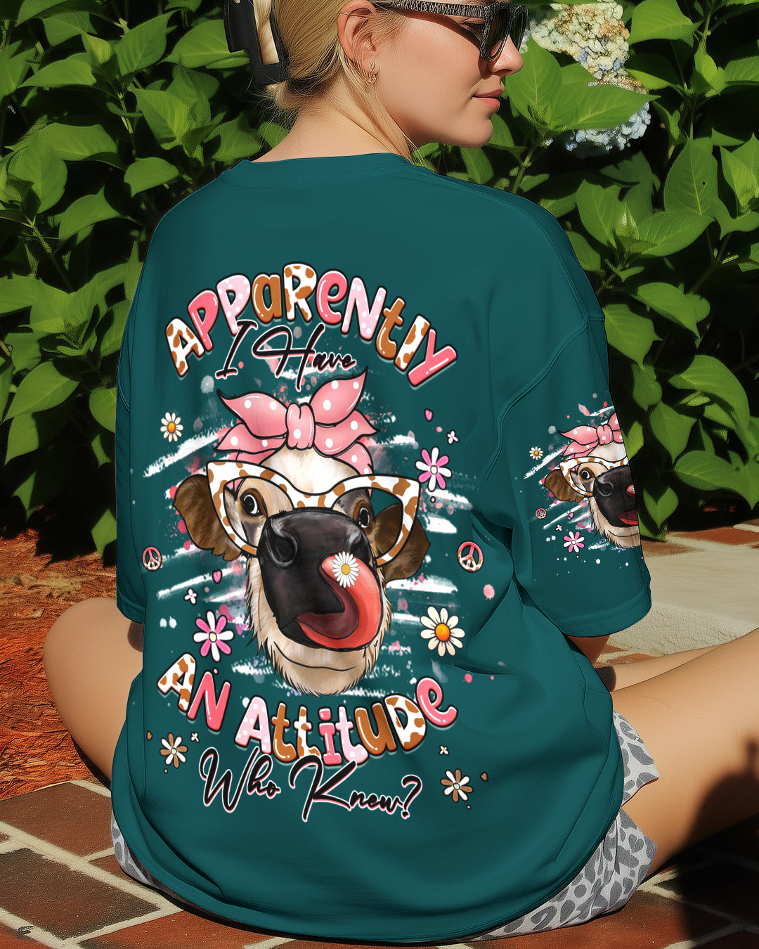 APPARENTLY I HAVE AN ATTITUDE WHO KNEW COW ALL OVER PRINT - YHHG2412252