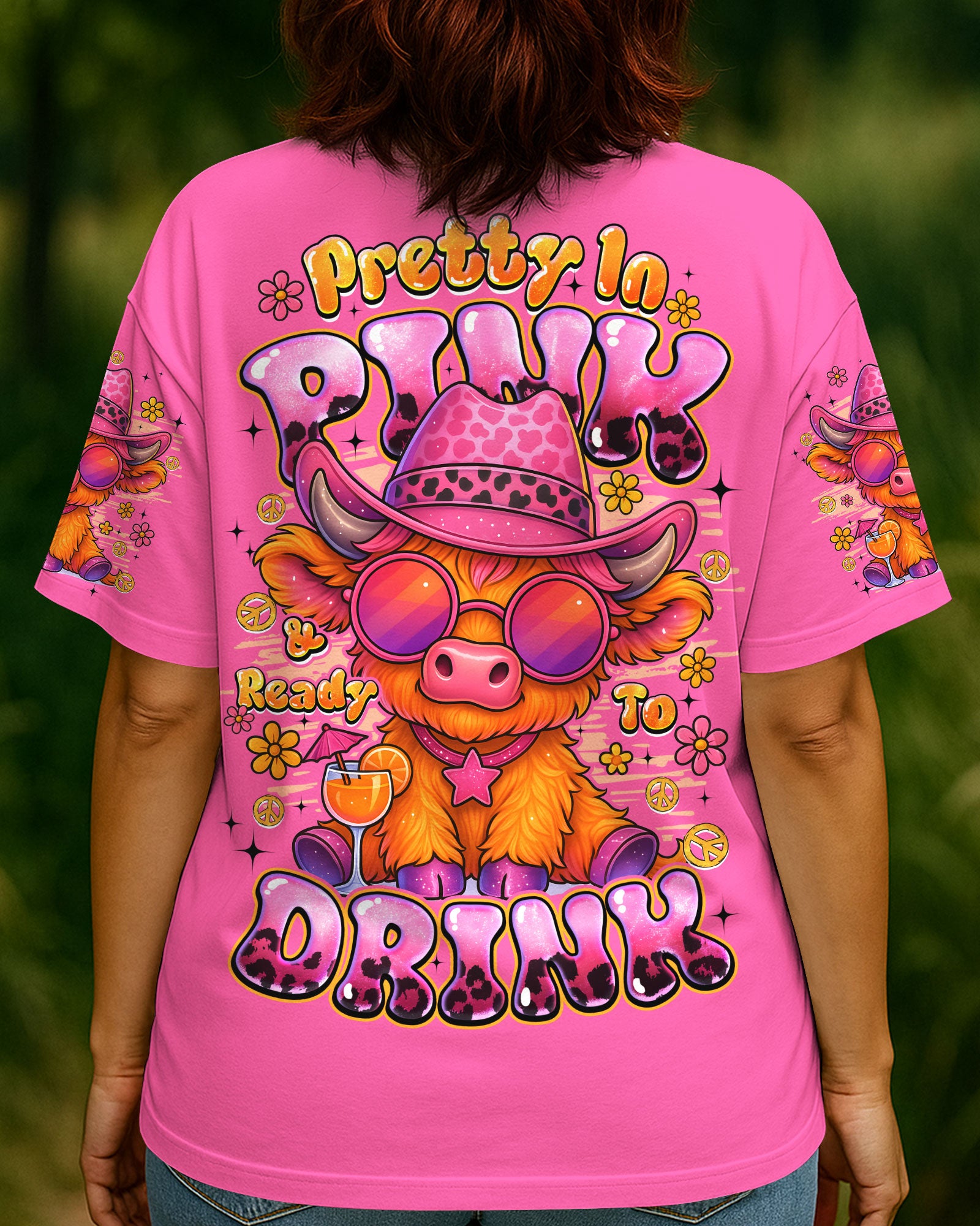 PRETTY IN PINK COW HIPPIE ALL OVER PRINT - TYQY3107253