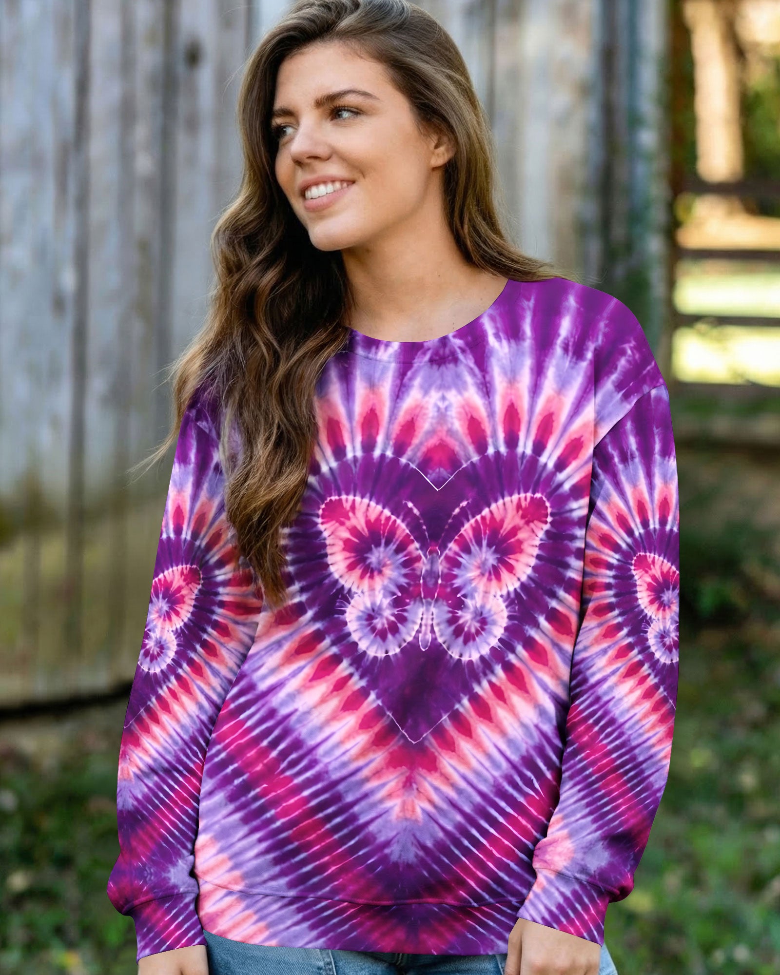 PURPLE BUTTERFLY HEART ALL OVER PRINT - TYQY1603261