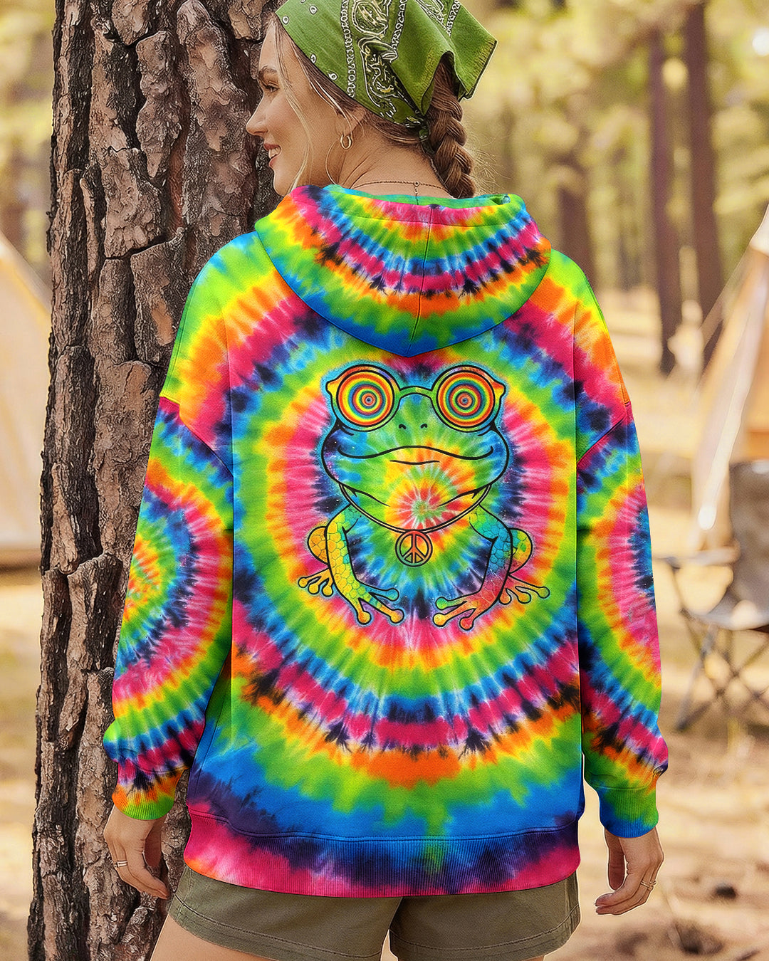 RAINBOW SWIRL HIPPIE FROG ALL OVER PRINT - YHHG1401262