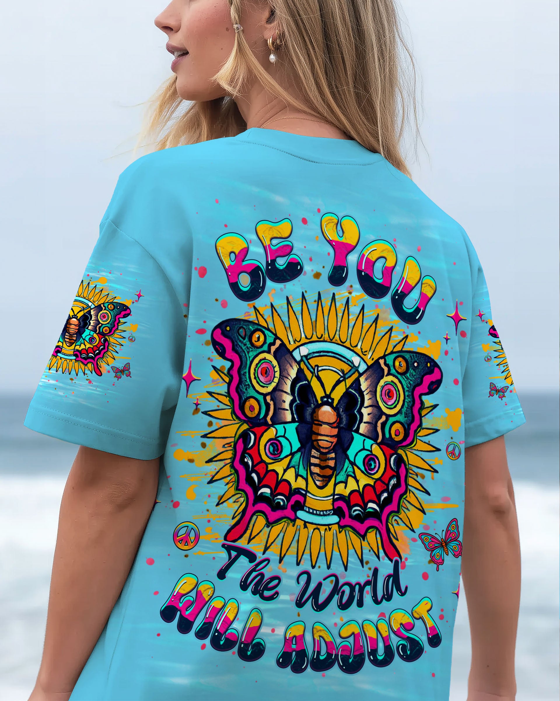 BE YOU THE WORLD WILL ADJUST BUTTERFLY ALL OVER PRINT - YHHG0710253