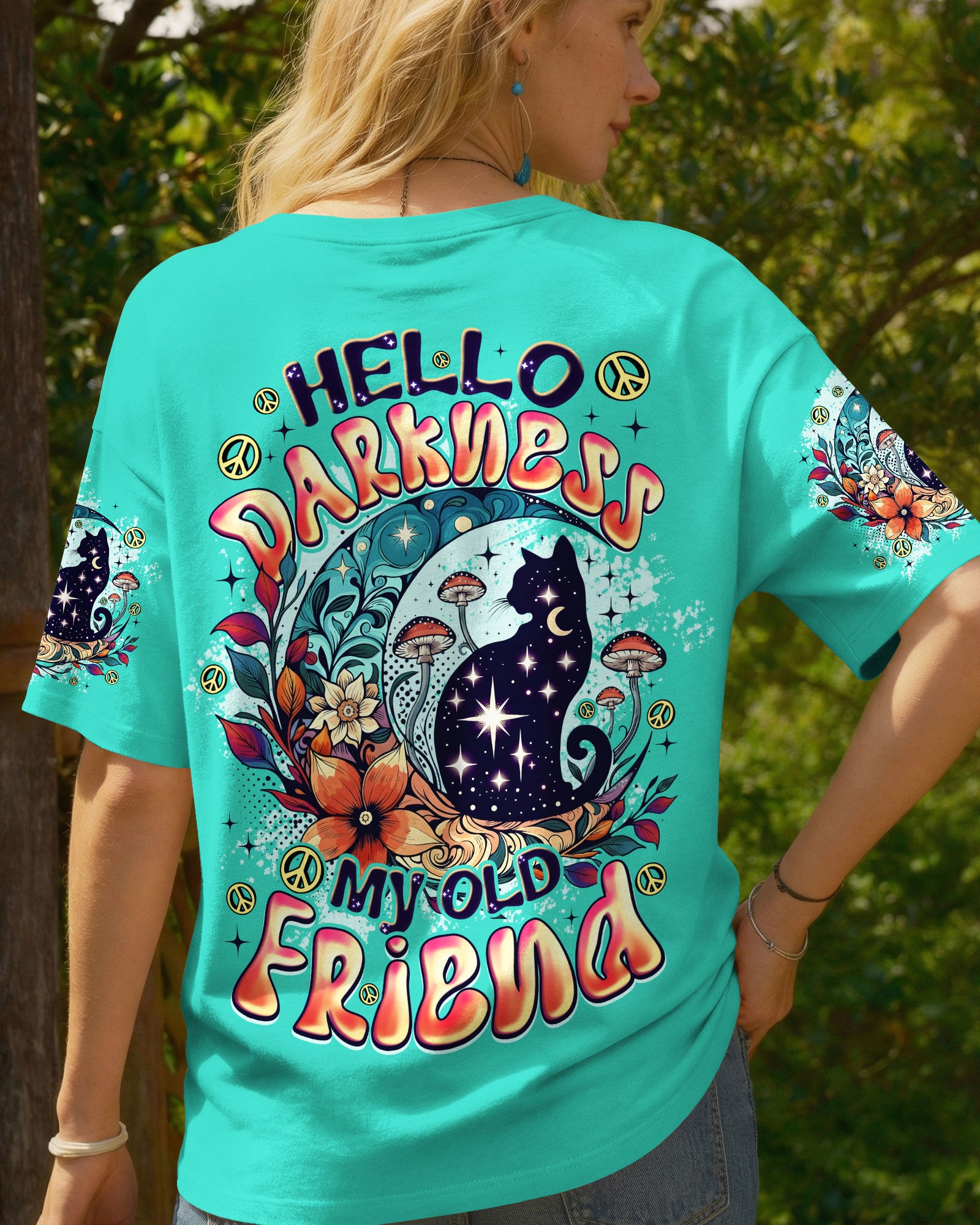 HELLO DARKNESS MY OLD FRIEND CAT ALL OVER PRINT - TYQY0602261