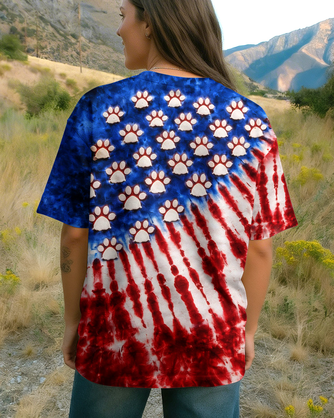 PAW PRINT RED WHITE & BLUE ALL OVER PRINT  - TLHG1803263