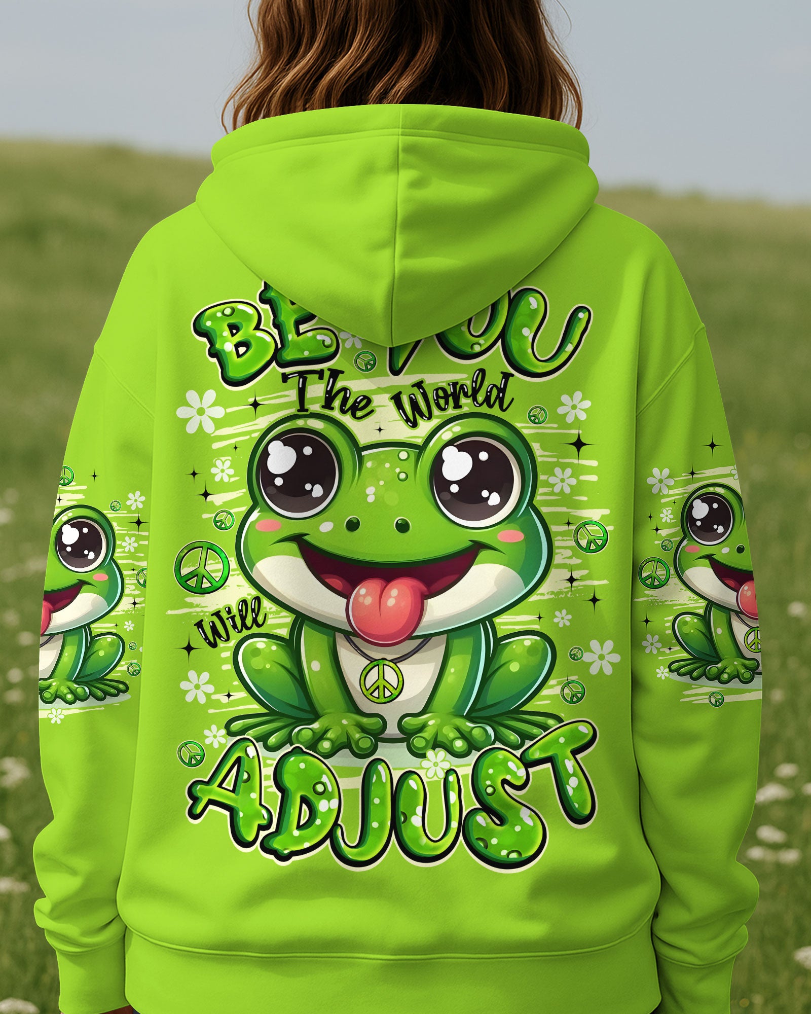 BE YOU THE WORLD WILL ADJUST FROG HIPPIE ALL OVER PRINT - TYQY0808254
