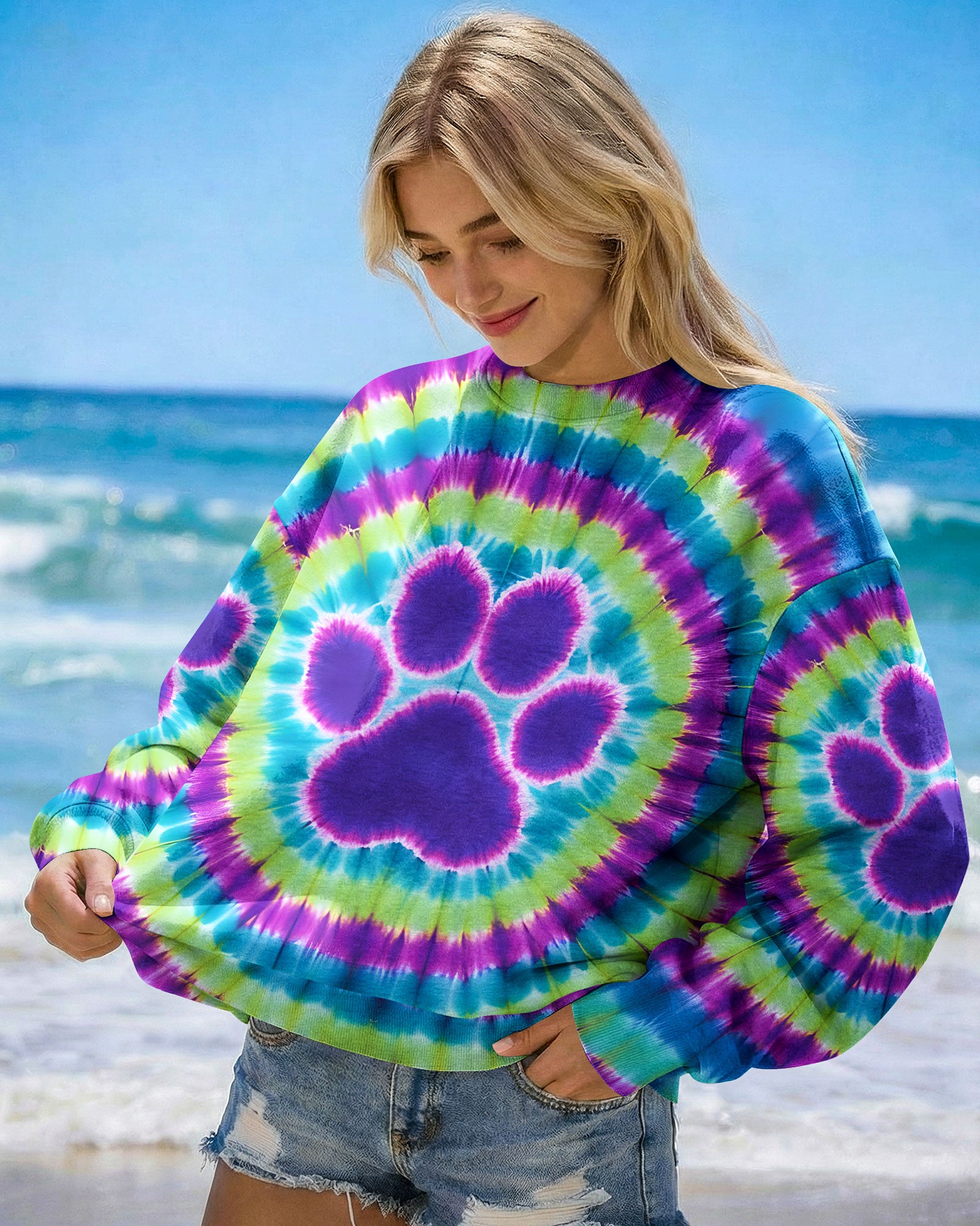 PAW PRINT TIE DYE ALL OVER PRINT - TYQY1612252