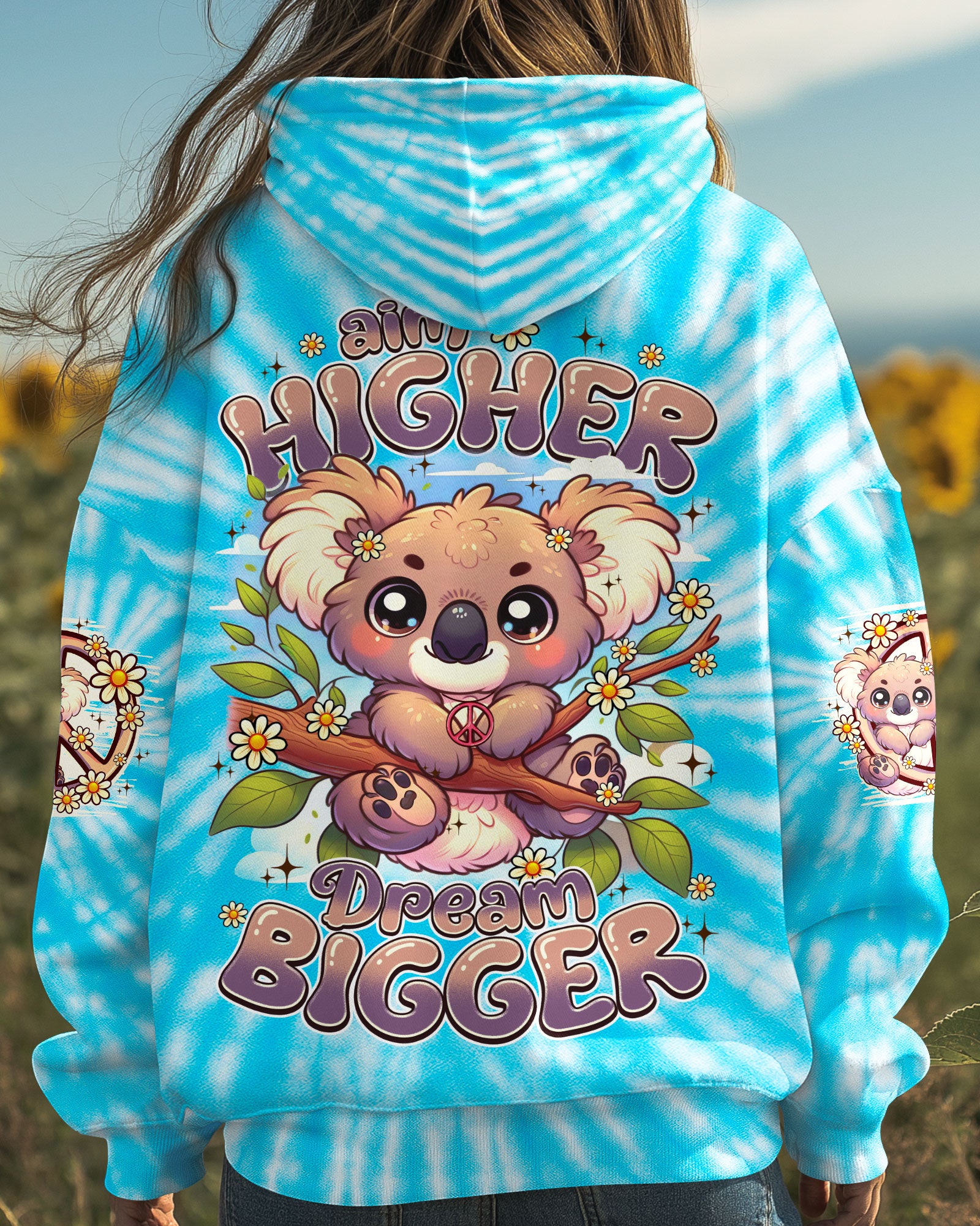 AIM HIGHER DREAM BIGGER KOALA HIPPIE TIE DYE ALL OVER PRINT - TY1107251