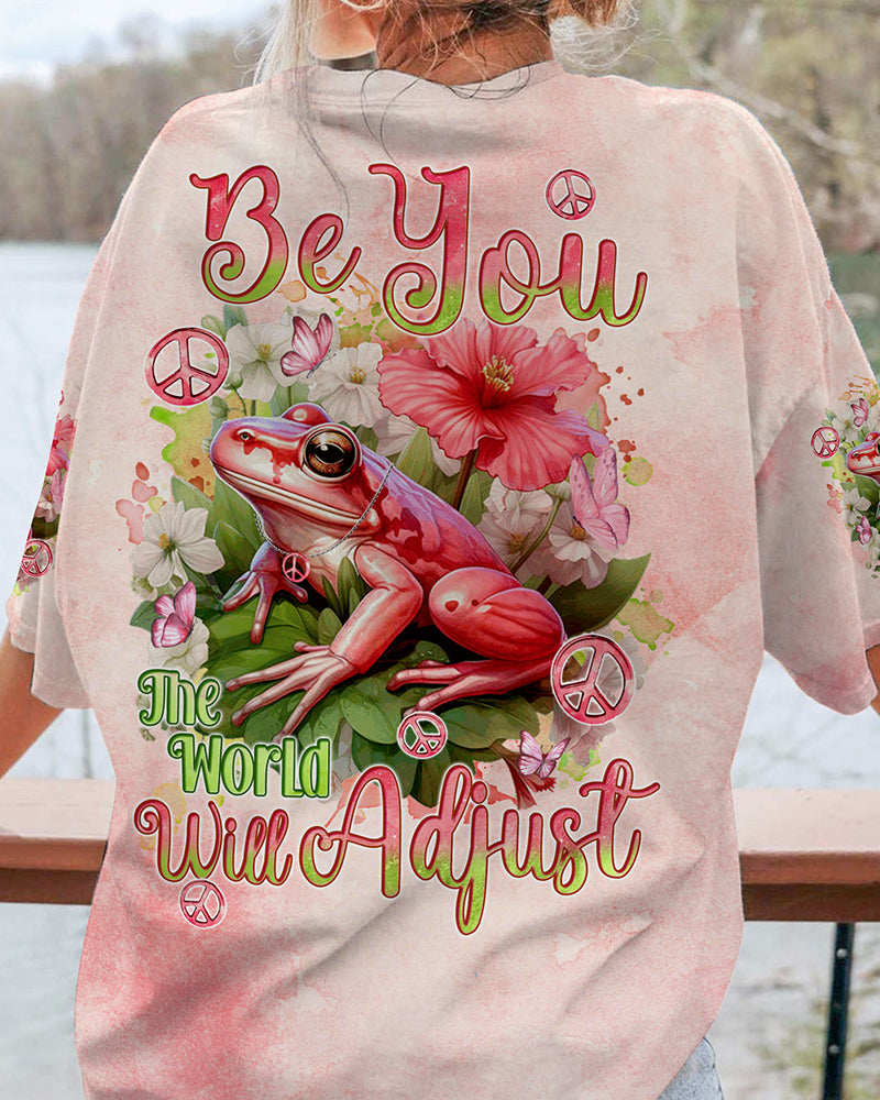 BE YOU THE WORLD WILL ADJUST PINK FROG ALL OVER PRINT - TYQY0112234