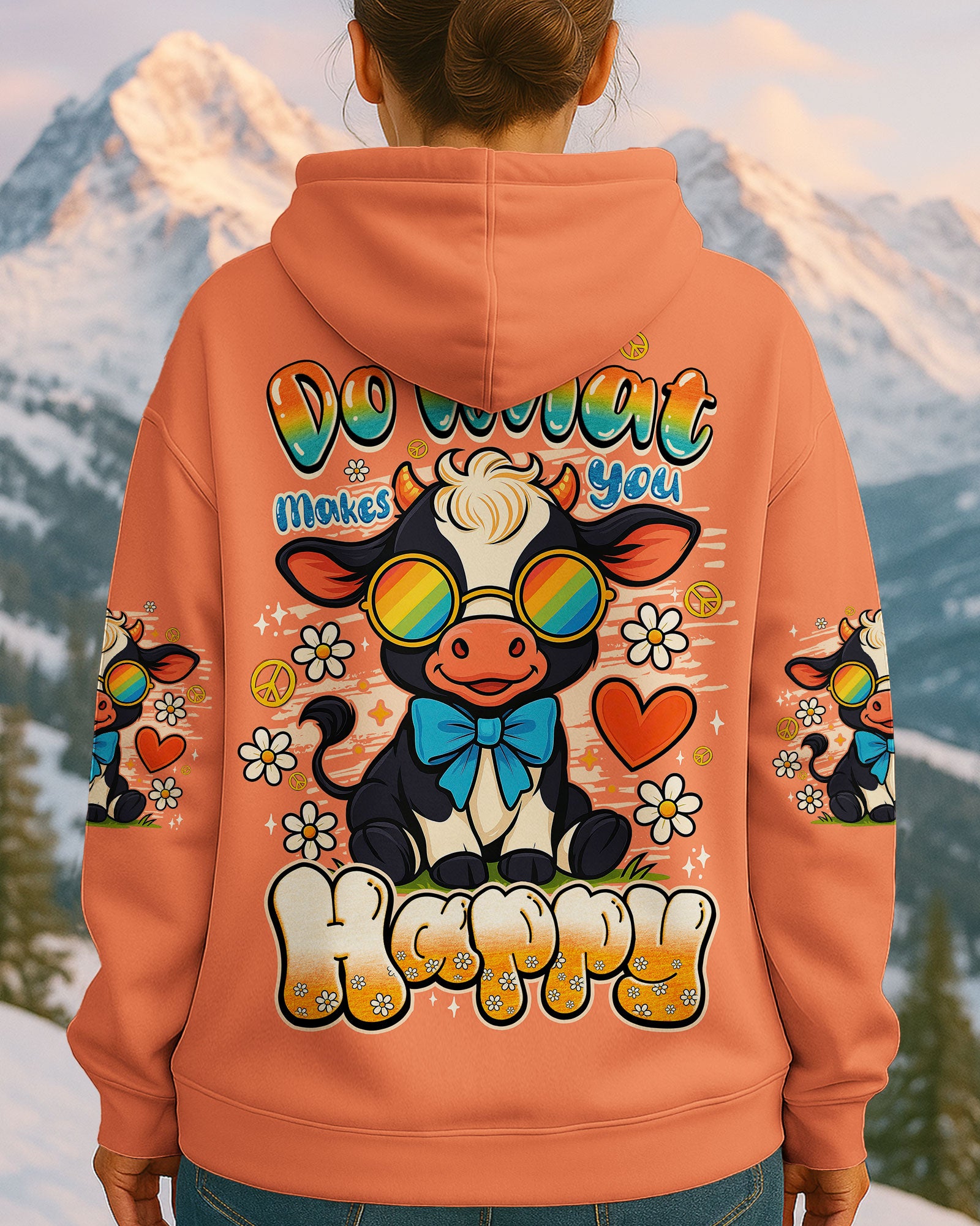DO WHAT MAKES YOU HAPPY COW HIPPIE ALL OVER PRINT - TYQY0807254