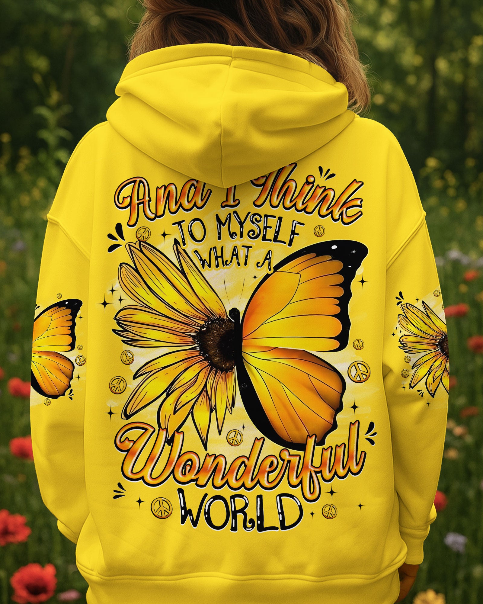 WHAT A WONDERFUL WORLD BUTTERFLY SUNFLOWER ALL OVER PRINT - TYQY2009254