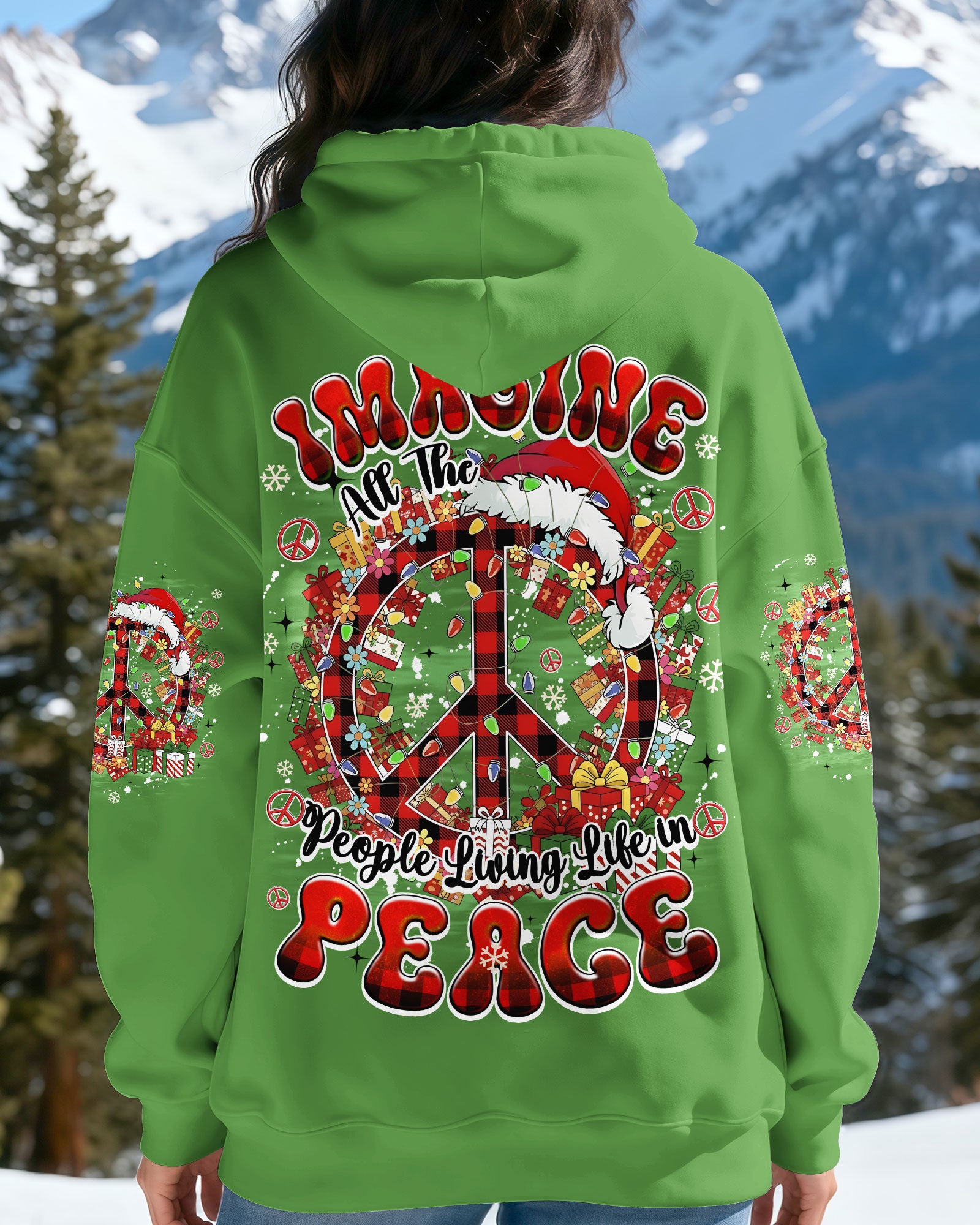 IMAGINE ALL THE PEOPLE LIVING LIFE IN PEACE CHRISTMAS TIE DYE ALL OVER PRINT - TYQY1411251