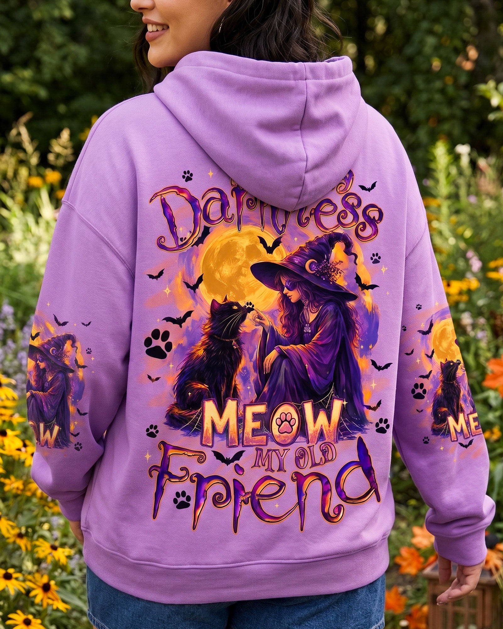 HELLO DARKNESS MY OLD FRIEND HALLOWEEN WITCH  CAT ALL OVER PRINT - TYQY2107261