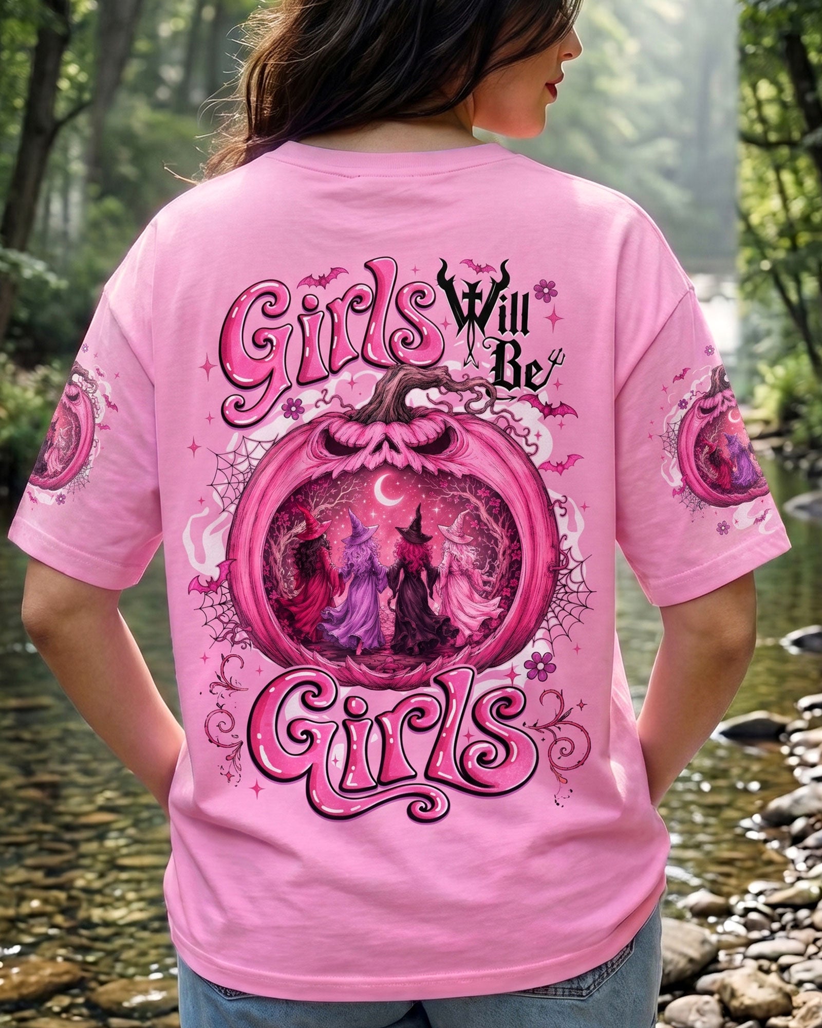 GIRLS WILL BE GIRLS HALLOWEEN WITCH ALL OVER PRINT - TYQY2407263