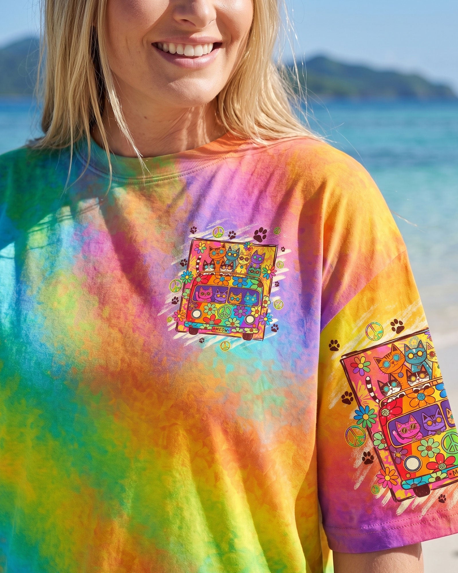 PEACE LOVE AND MEOW CATS ALL OVER PRINT - TYQY2707261