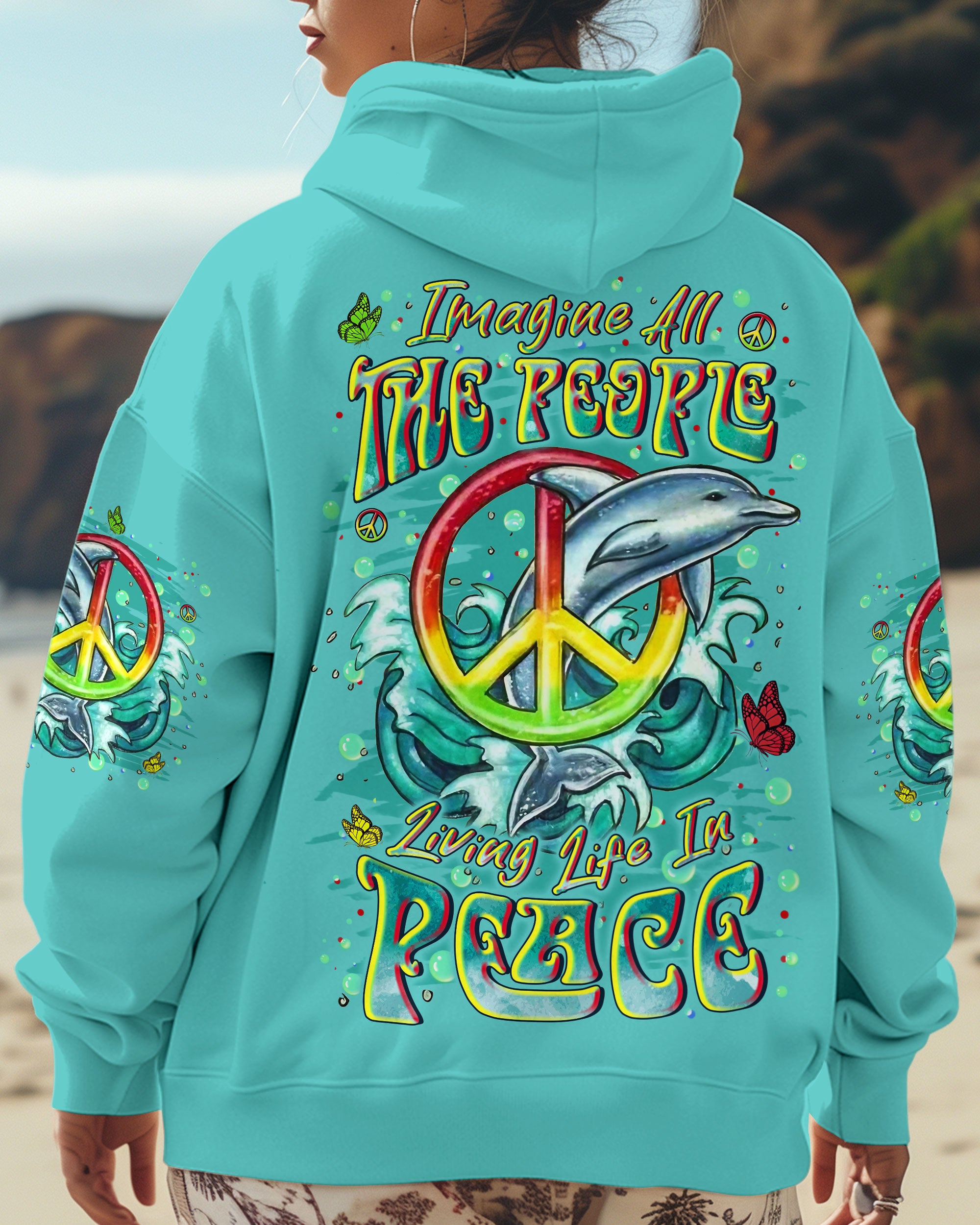 IMAGINE ALL THE PEOPLE LIVING LIFE IN PEACE DOLPHIN ALL OVER PRINT - YHLN1908253