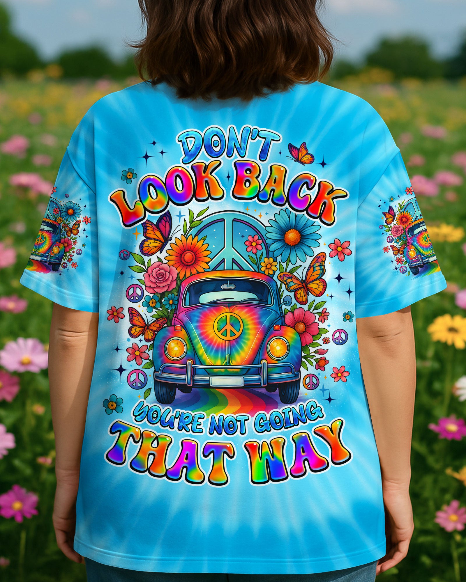 DON'T LOOK BACK HIPPIE CAR TIE DYE ALL OVER PRINT - TYQY1908253