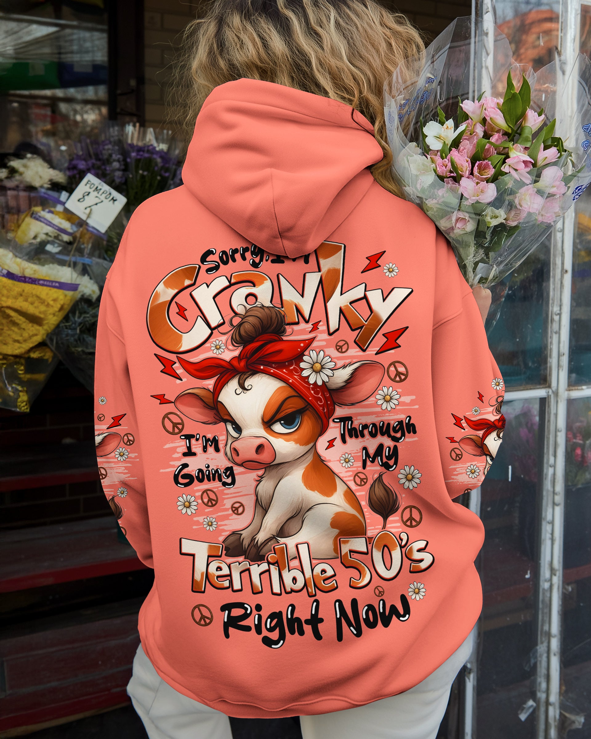 SORRY I'M CRANKY 50'S COW ALL OVER PRINT - TYQY1709251