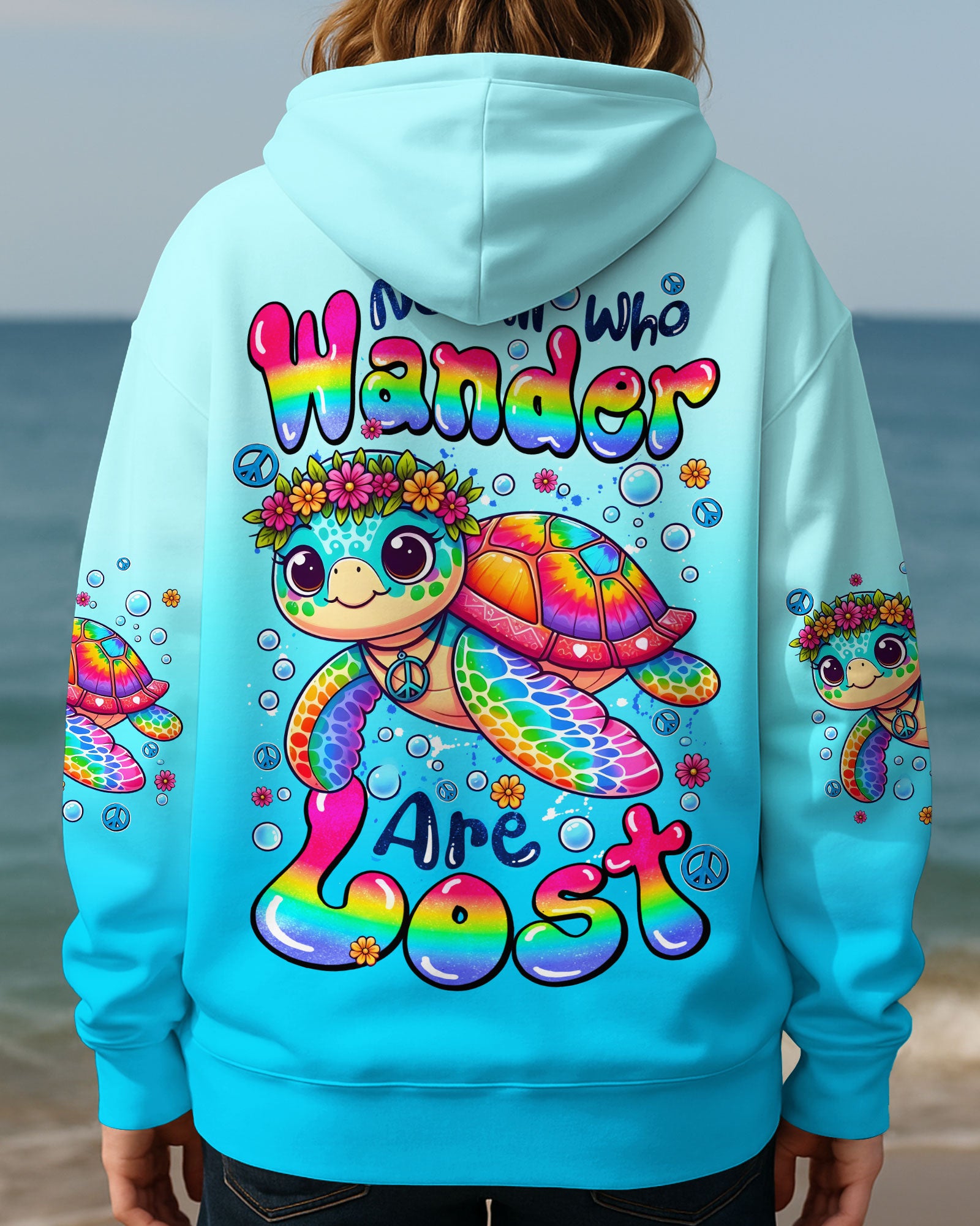 NOT ALL WHO WANDER ARE LOST HIPPIE TURTLE ALL OVER PRINT - TYQY1507252