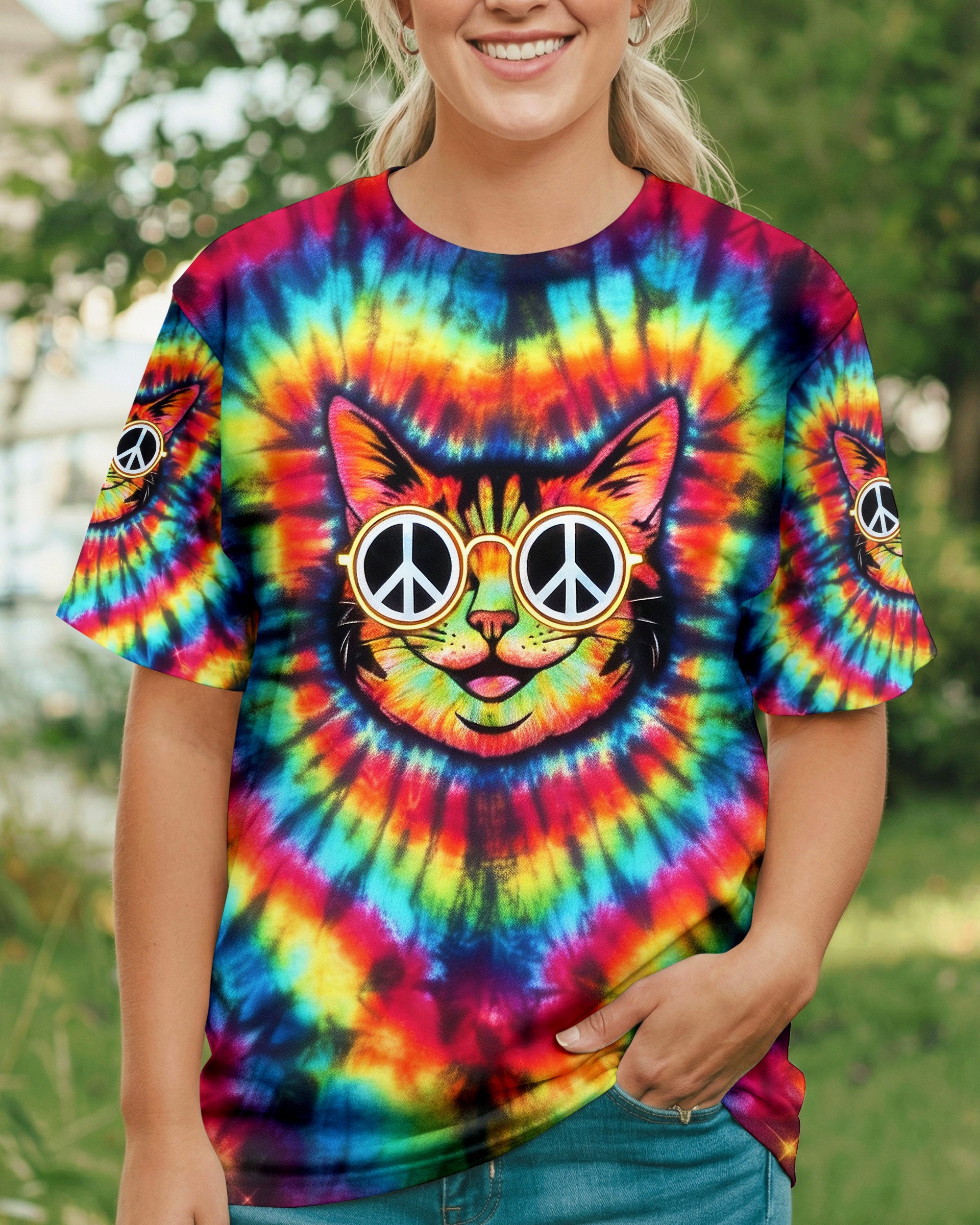 PSYCHEDELIC PEACE CAT ALL OVER PRINT - YHLN1901262