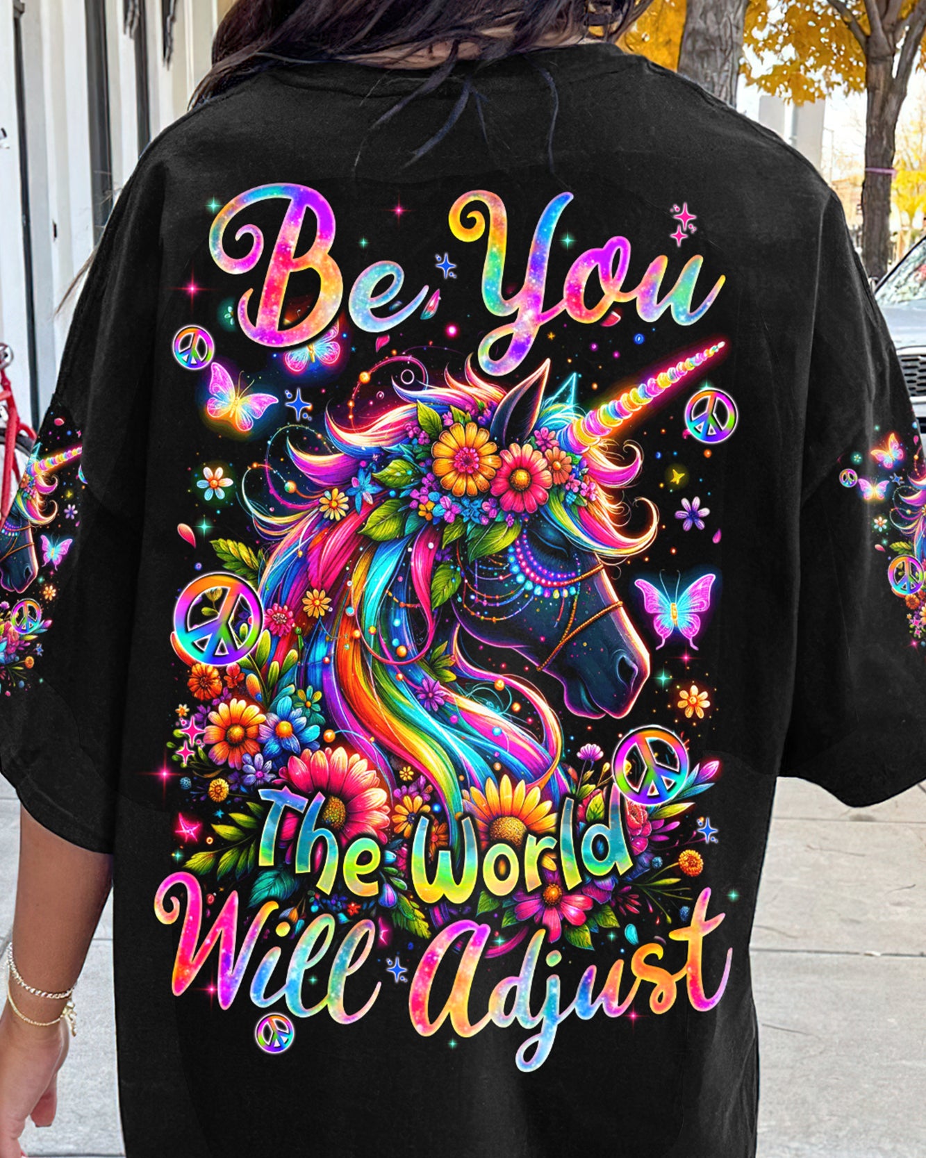 BE YOU THE WORLD WILL ADJUST UNICORN ALL OVER PRINT - TYQY0912234