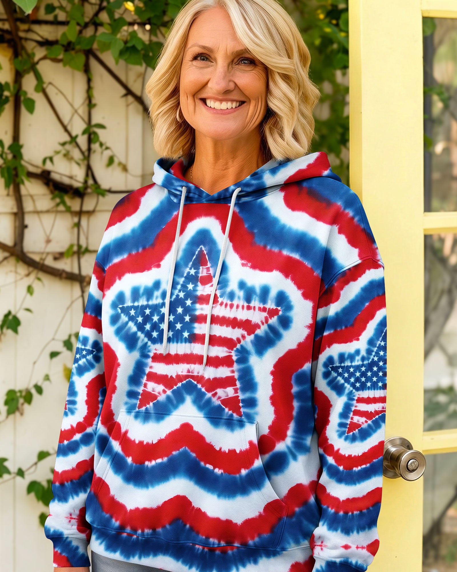 RED WHITE AND BLUE FLAG STAR ALL OVER PRINT - TYQY2403262