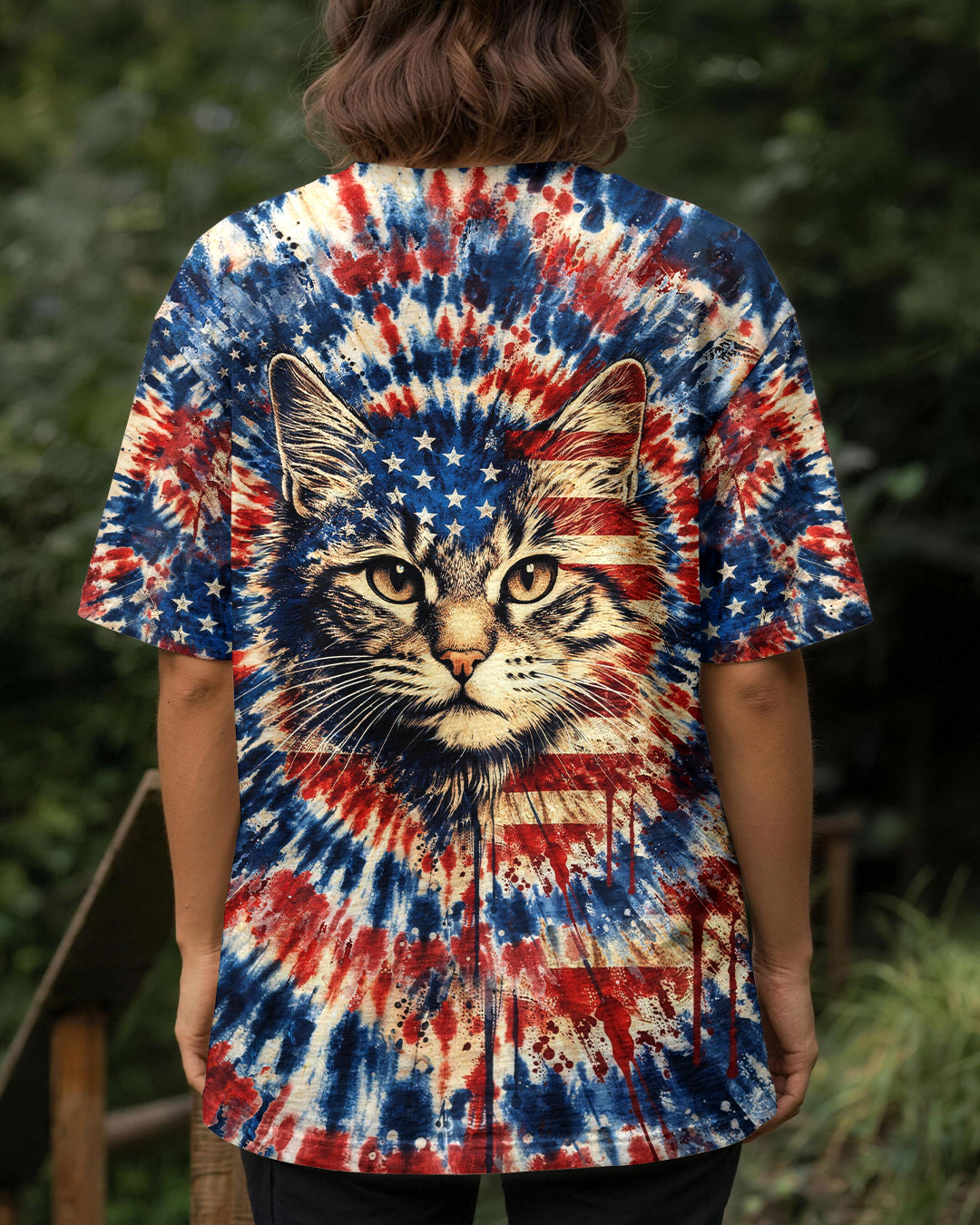 CAT RED WHITE & BLUE VINTAGE SWIRL ALL OVER PRINT - TLHG1003263