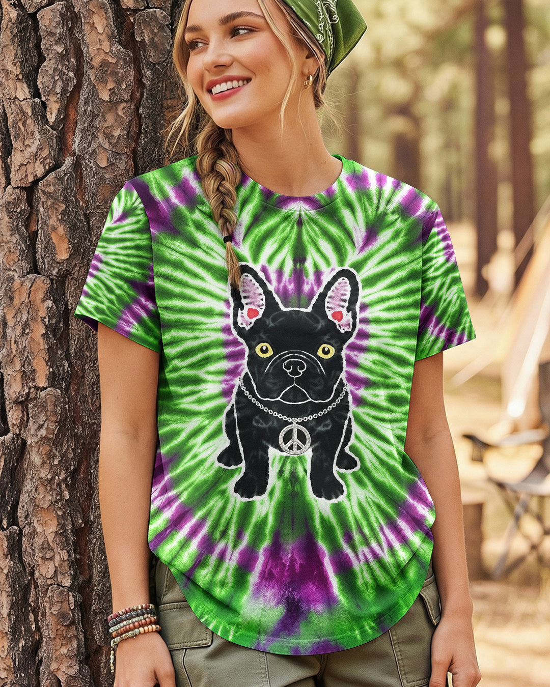 GREEN PURPLE SWIRL FRENCH BULLDOG ALL OVER PRINT - YHHG1901254