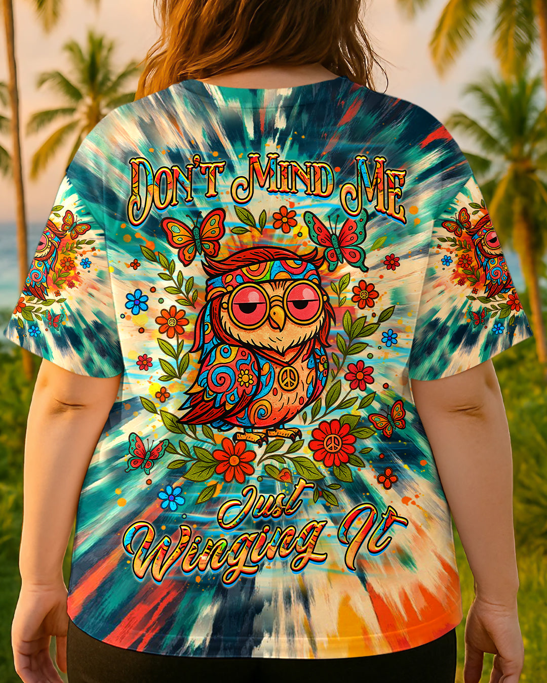 DON'T MIND ME JUST WINGING IT OWL ALL OVER PRINT - YHHG1107252