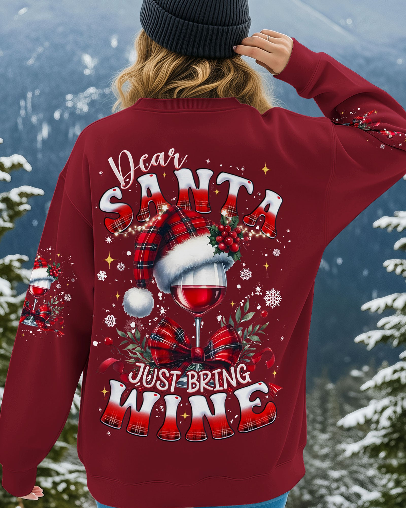 DEAR SANTA JUST BRING WINE CHRISTMAS ALL OVER PRINT - TYQY1811252