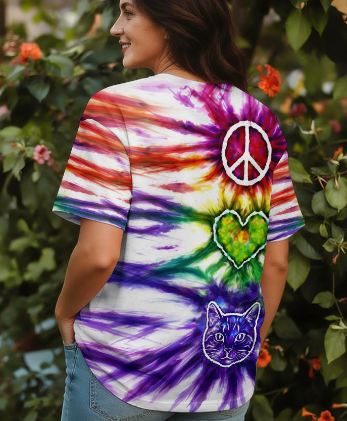 PEACE LOVE CAT FACE ALL OVER PRINT - TLHG15042641