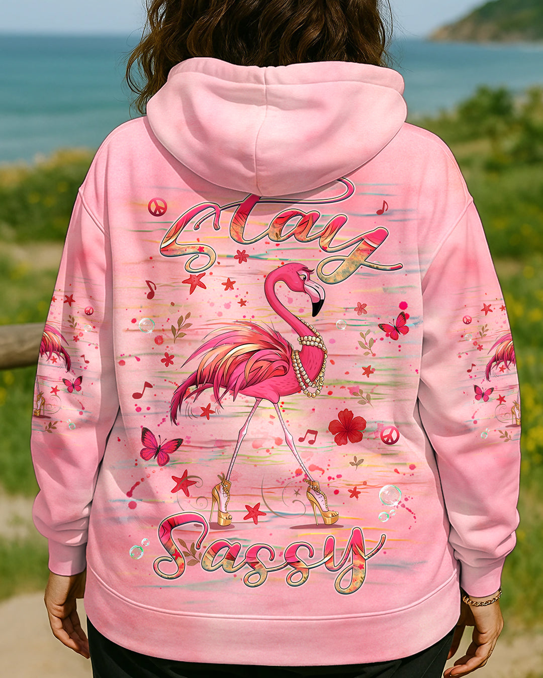 STAY SASSY FLAMINGO ALL OVER PRINT - YHHG2506252