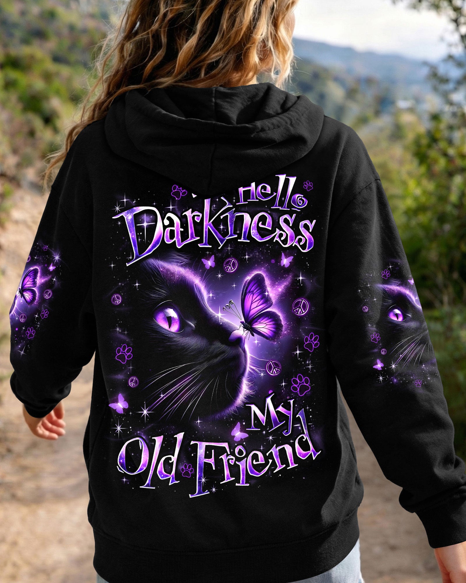 HELLO DARKNESS MY OLD FRIEND CAT AND BUTTERFLY ALL OVER PRINT - TYQY1203262