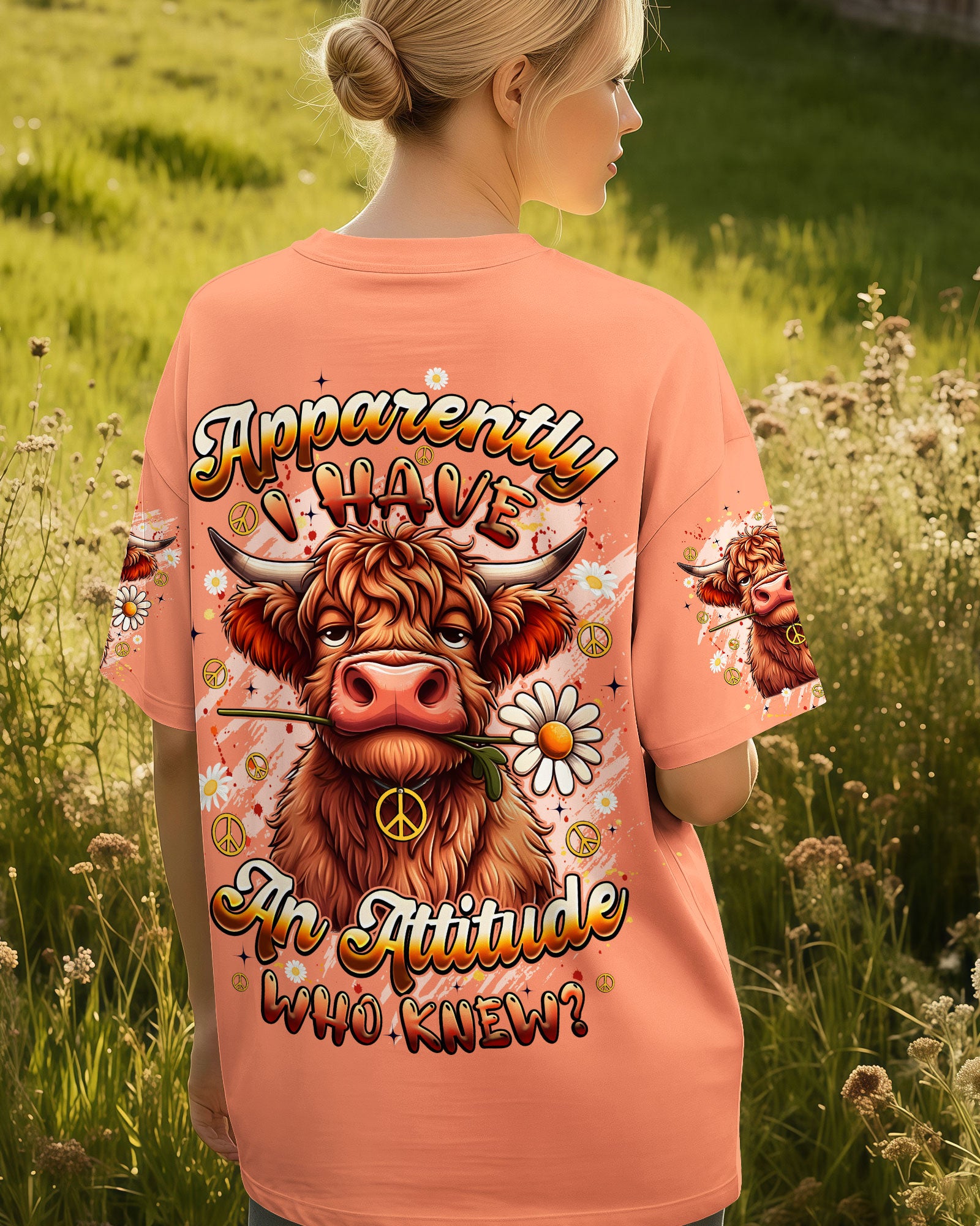 APPARENTLY I HAVE AN ATTITUDE WHO KNEW COW ALL OVER PRINT - TYQY1912251