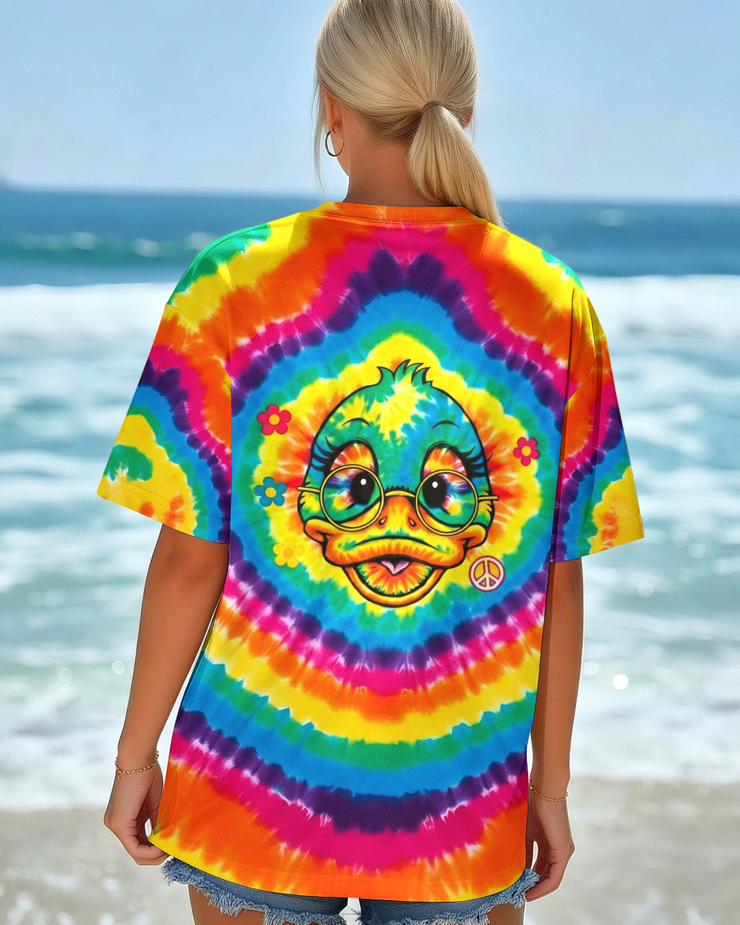 RAINBOW SWIRL FUNNY DUCK ALL OVER PRINT - YHHG2201262