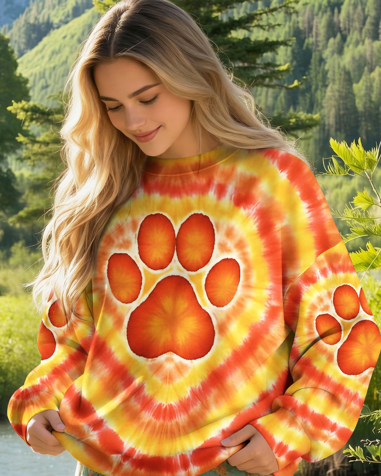 PAW PRINT ORANGE YELLOW ALL OVER PRINT - TYQY2212252