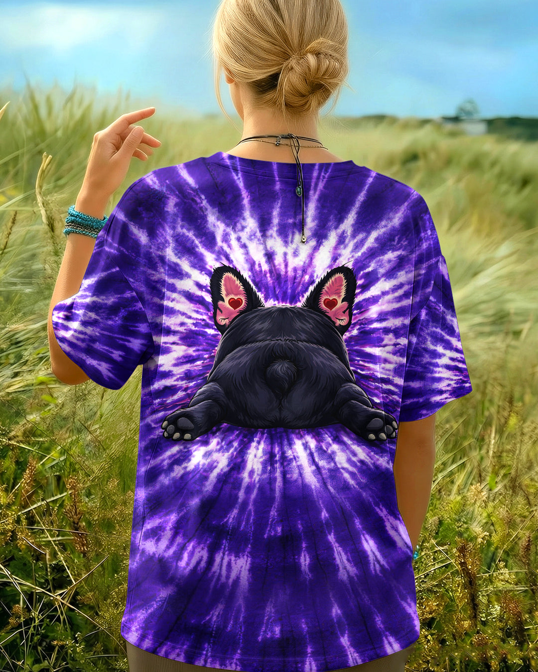 FRENCH BULLDOG PURPLE SWIRL ALL OVER PRINT - TLHG0903262