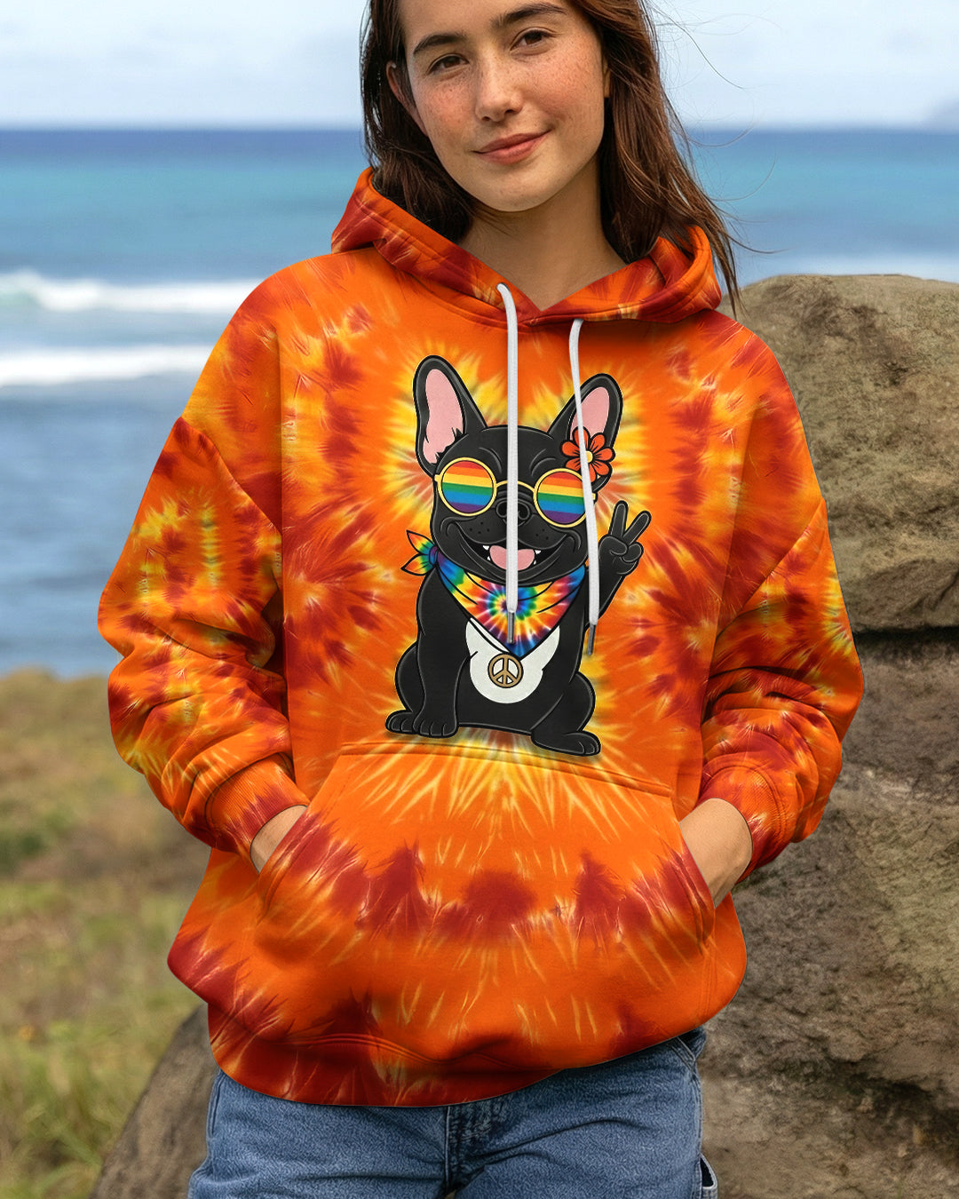 RADIANT GROOVY HIPPIE FRENCH BULLDOG ALL OVER PRINT - YHHG2001261