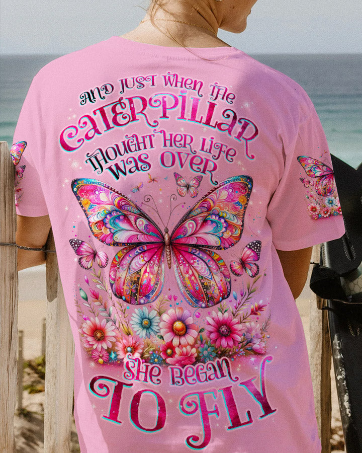 SHE BEGAN TO FLY BUTTERFLY FLORAL ALL OVER PRINT - TLNZ2311234
