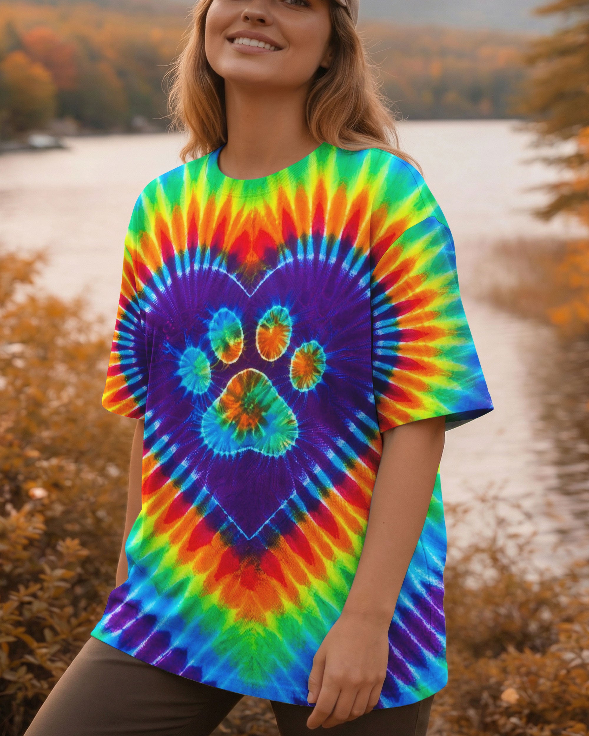 GROOVY RAINBOW HEART PAW ALL OVER PRINT - TYLN1303262