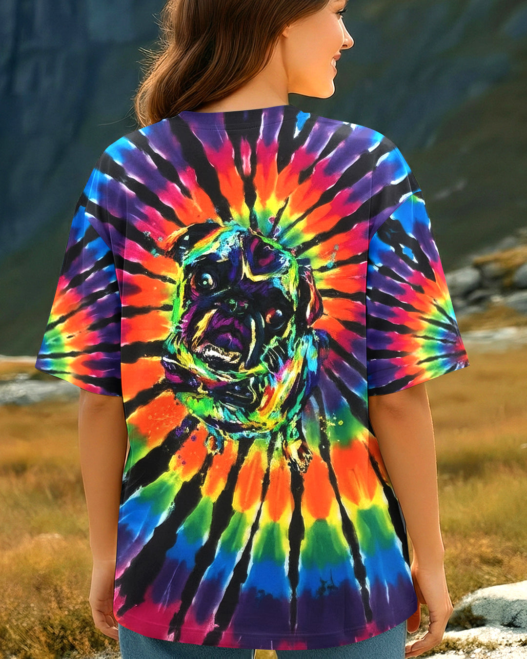 RADIANT SWIRL FUNNY PUG DOG ALL OVER PRINT - YHHG1002262
