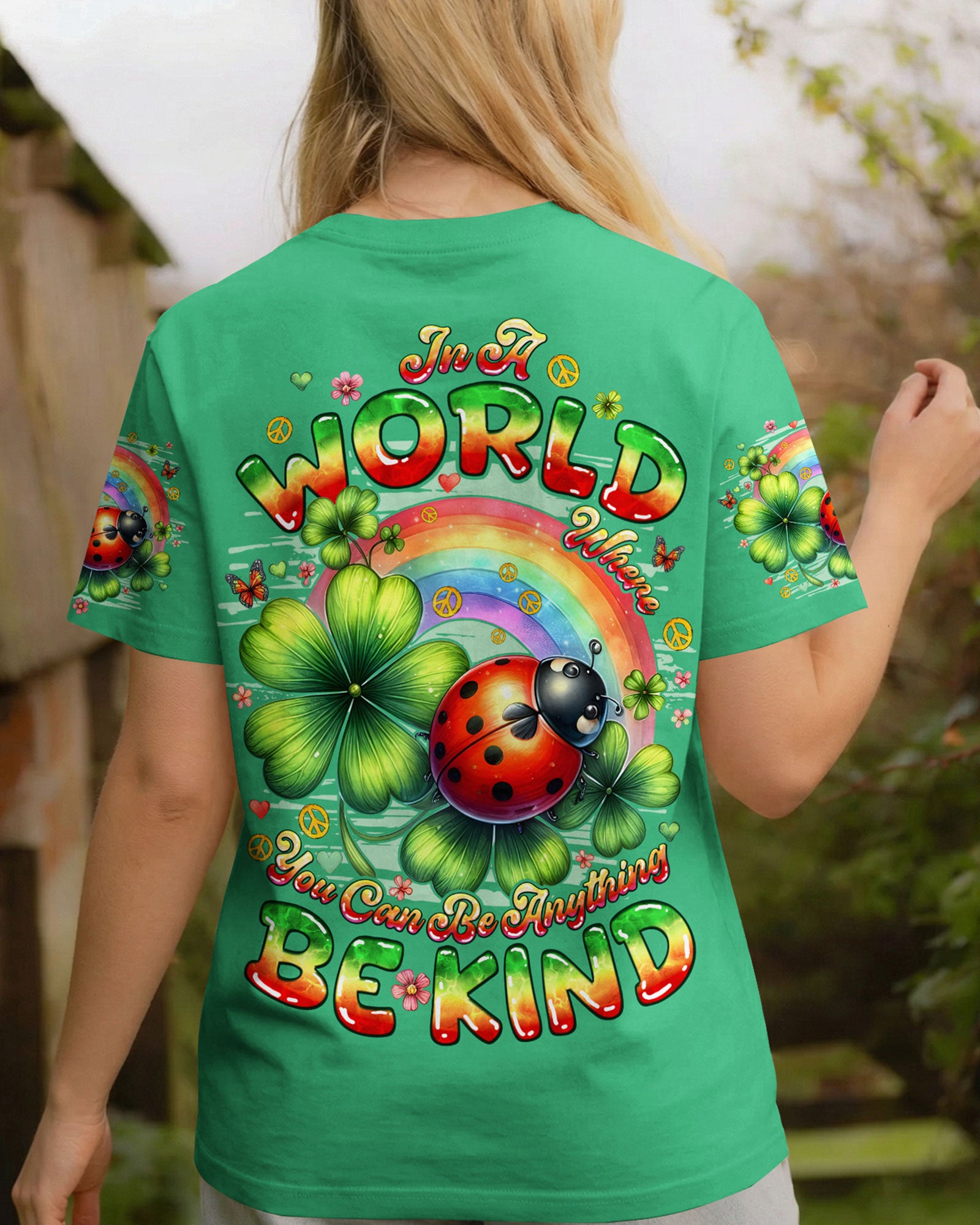 BE KIND LADYBUG SHAMROCK ALL OVER PRINT - TYQY1001261