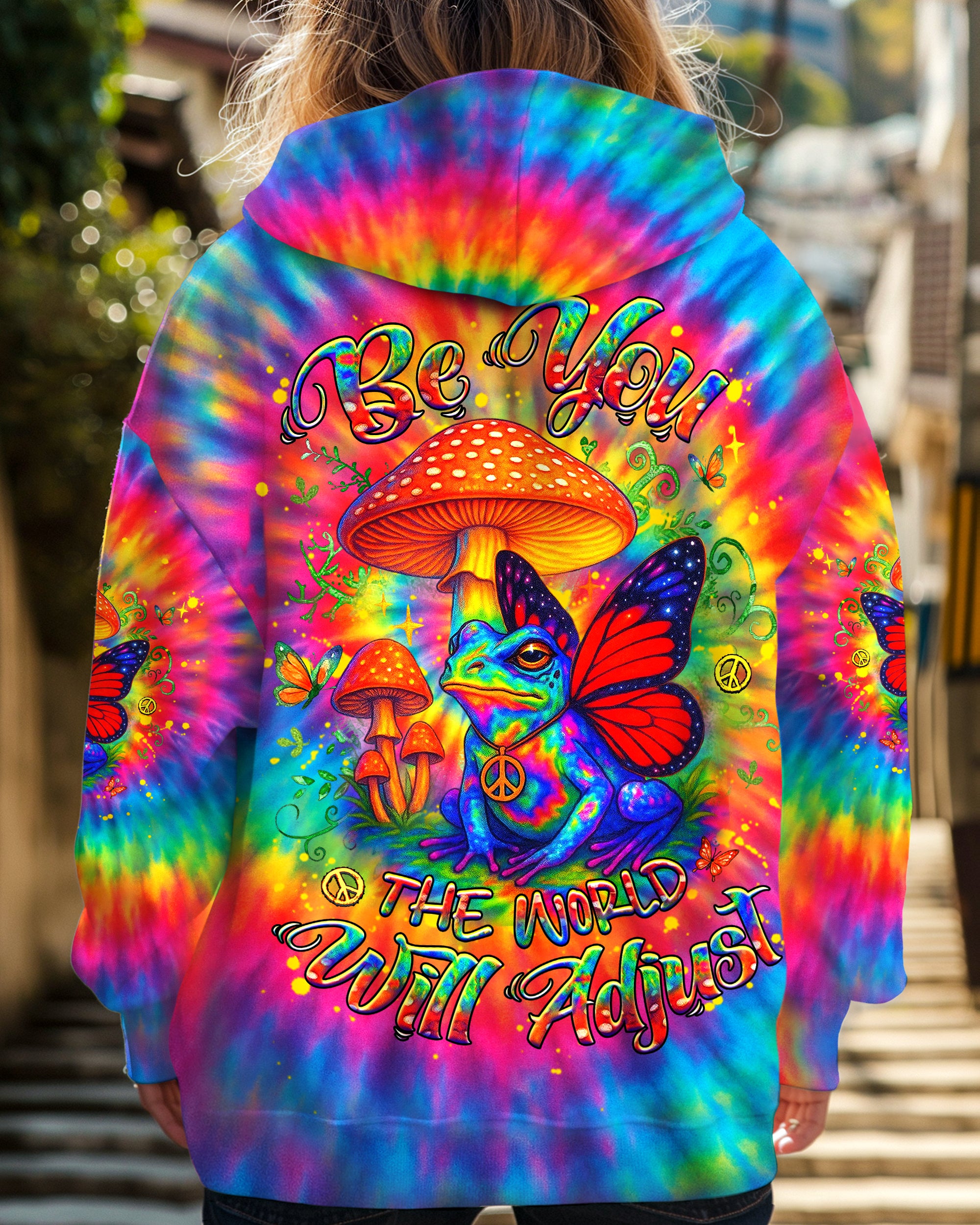 BE YOU THE WORLD WILL ADJUST FROG TIE DYE ALL OVER PRINT - YHHG1206252